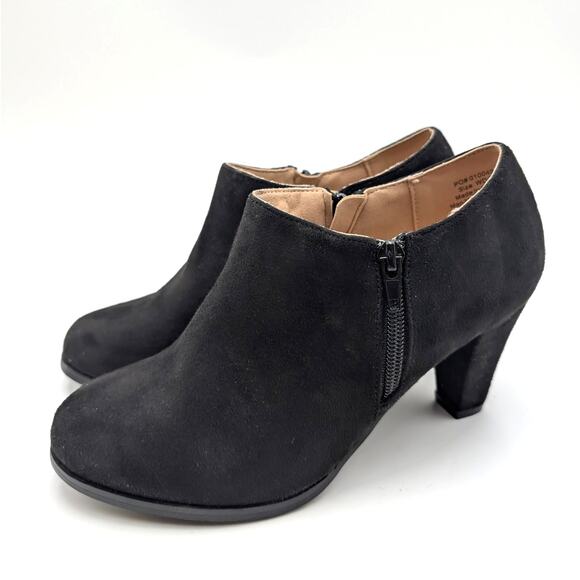 Journee Collection Sanzi Ankle Boots Women's Round Toe Black Size US7D EU37.5 - Picture 1 of 11